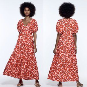 NEW ZARA printed poplin dress size S